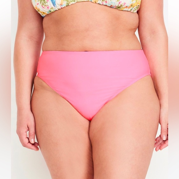 🆕 Old Navy Women’s Extra High-Waisted French-Cut Swim Bottoms Pink Edge Neon M - Picture 5 of 14